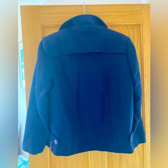 Large Navy Zara Peacoat style double breasted coat - Picture 2 of 5